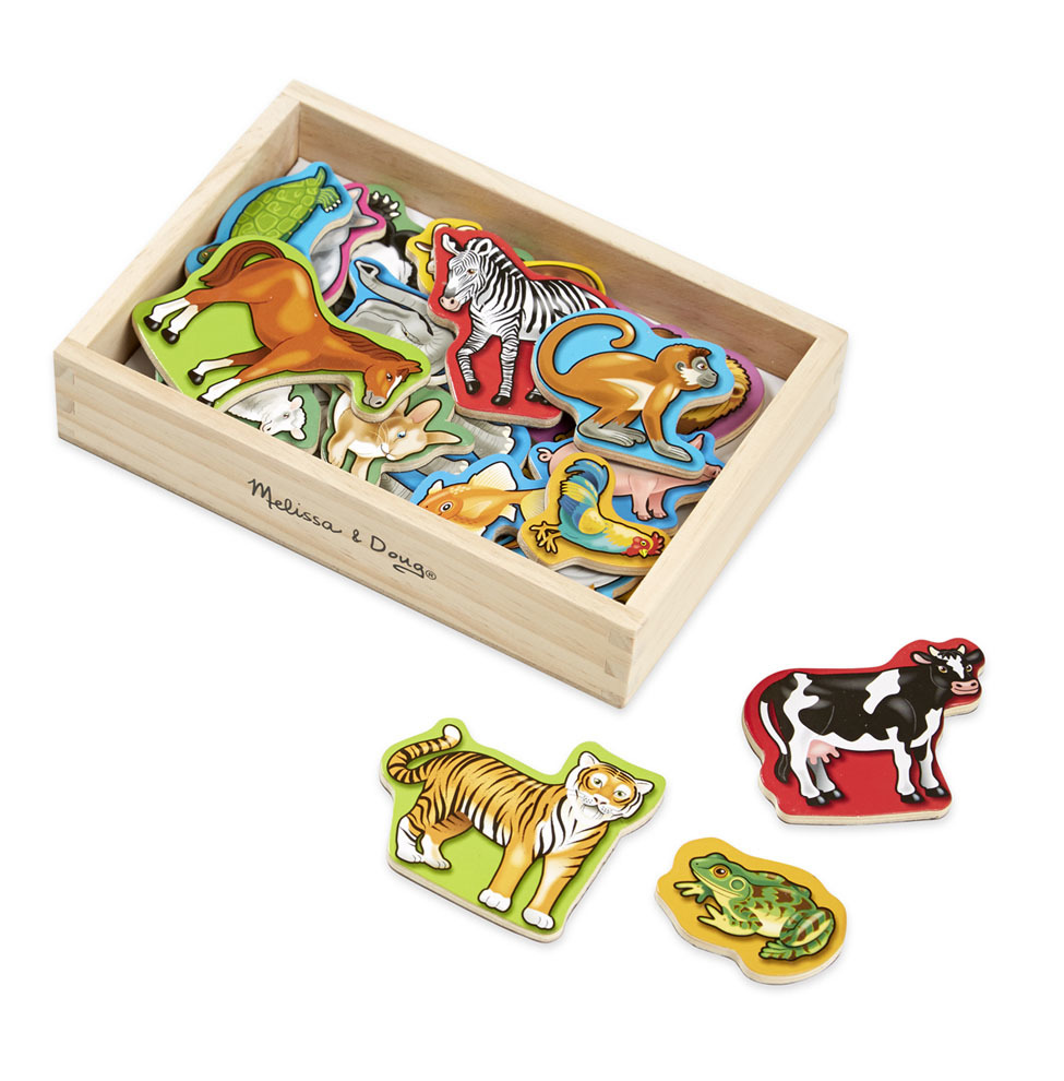 melissa & doug wooden animal magnets