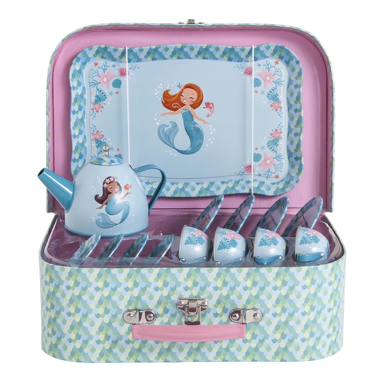 mermaid tin tea set
