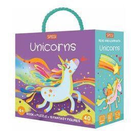 Sassi 3D Puzzle And Book Set - Unicorns- 40pcs