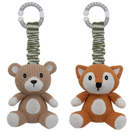 2 pk Stroller Toy Bear & Fox