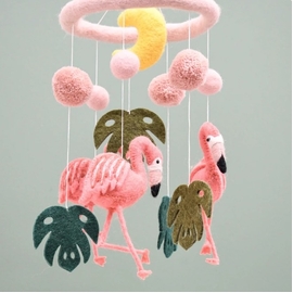 Nursery Cot Mobile - Pink Flamingo Tiki