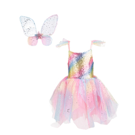 Rainbow Fairy Dress With Wings - Size 5-6