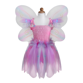 Pink Butterfly dress & wings with wand - size 5-6