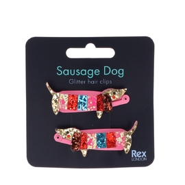 Sausage Dog Glitter Hair Clips