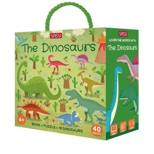 Sassi 3D Puzzle And Book Set - The Dinosaur Words, 40pcs