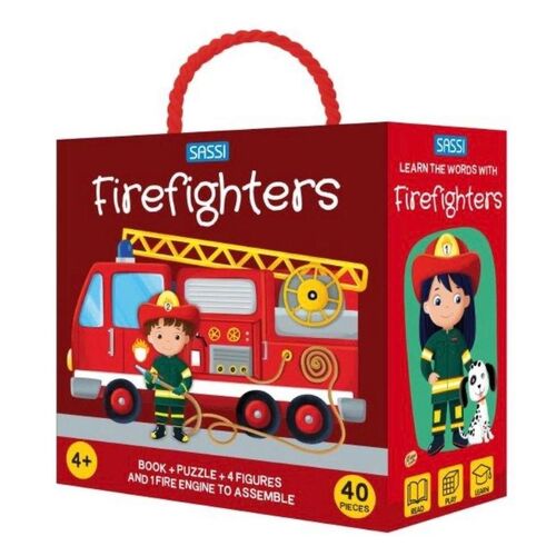 Sassi 3D Puzzle And Book Set - Learn Shapes Firefighters, 40pcs