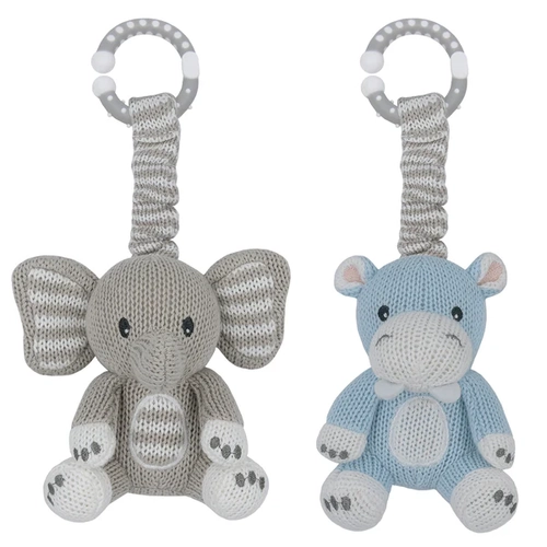 2pk Stroller Toy Set - Elephant & Hippo