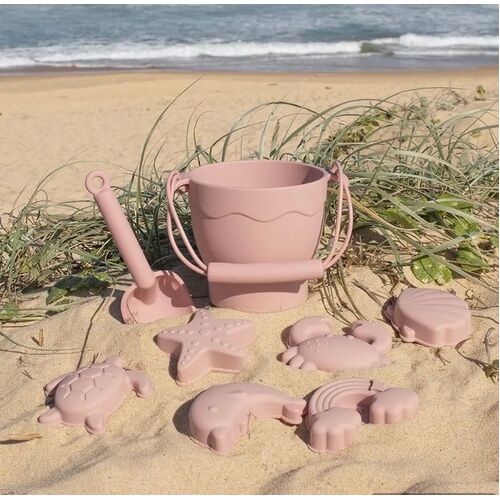 Silicone -  8pc Bucket & Spade Set - Rose