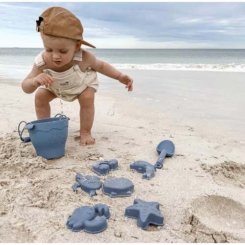 Silicone 8pc Bucket & Spade Set - Steel Blue