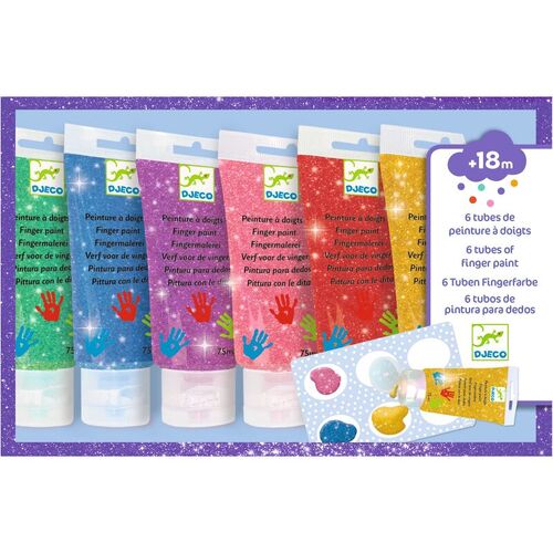 6 Finger Paint Tubes - Glitter