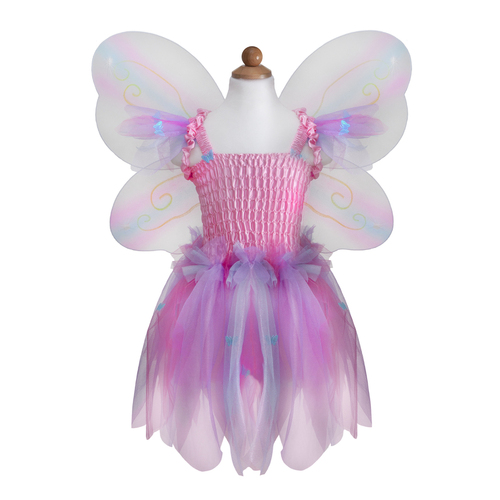 Pink Butterfly dress & wings with wand - size 5-6