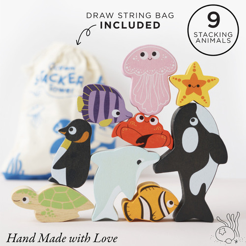 Petilou Ocean Stacking Animals & Bag