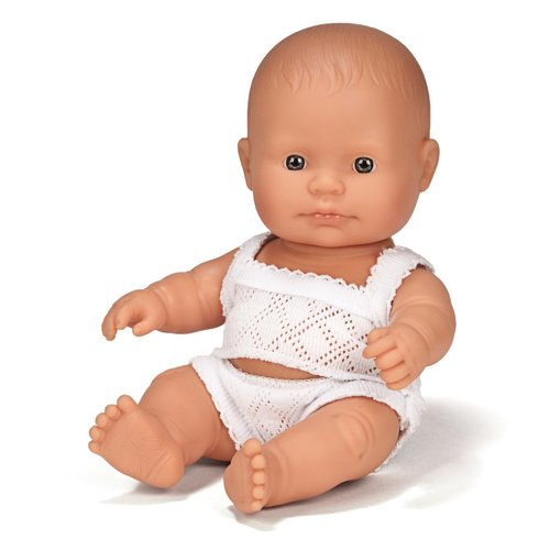 Miniland Doll - Caucasian Baby Boy 21cm | Anatomically Correct Baby Doll