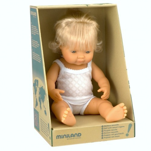 Miniland Doll - Caucasian Girl 38cm | Anatomically Correct Baby Doll