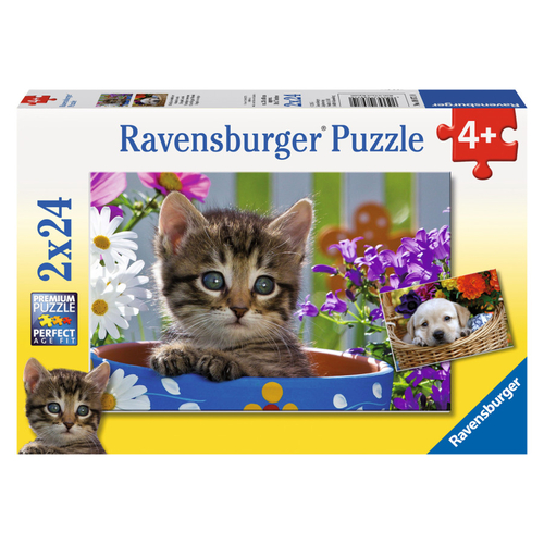 Ravensburger Dog And Cat Kids Jigsaw Puzzle 2x24pc Fun Educational Kids Puzzle Aust Nz