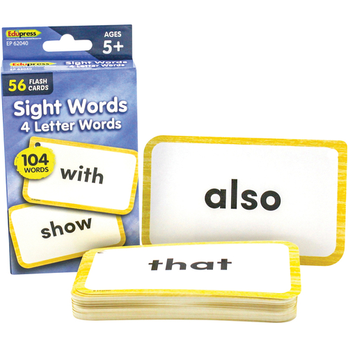 4 Letter Words - Sight Words Flash Cards